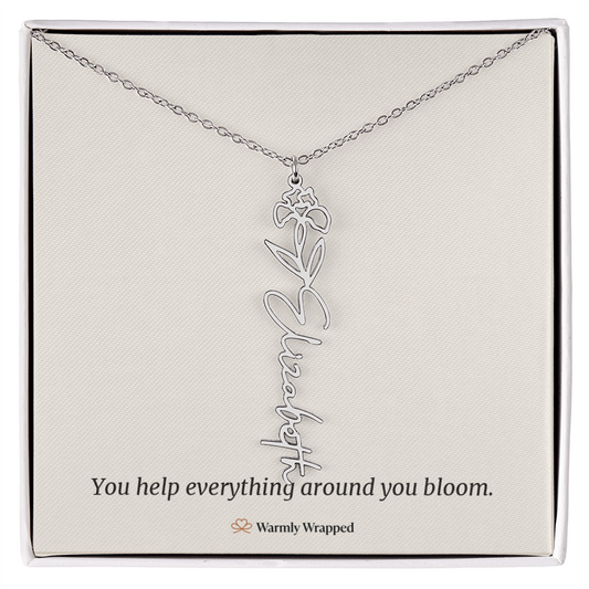 Birth Flower Name Necklace
