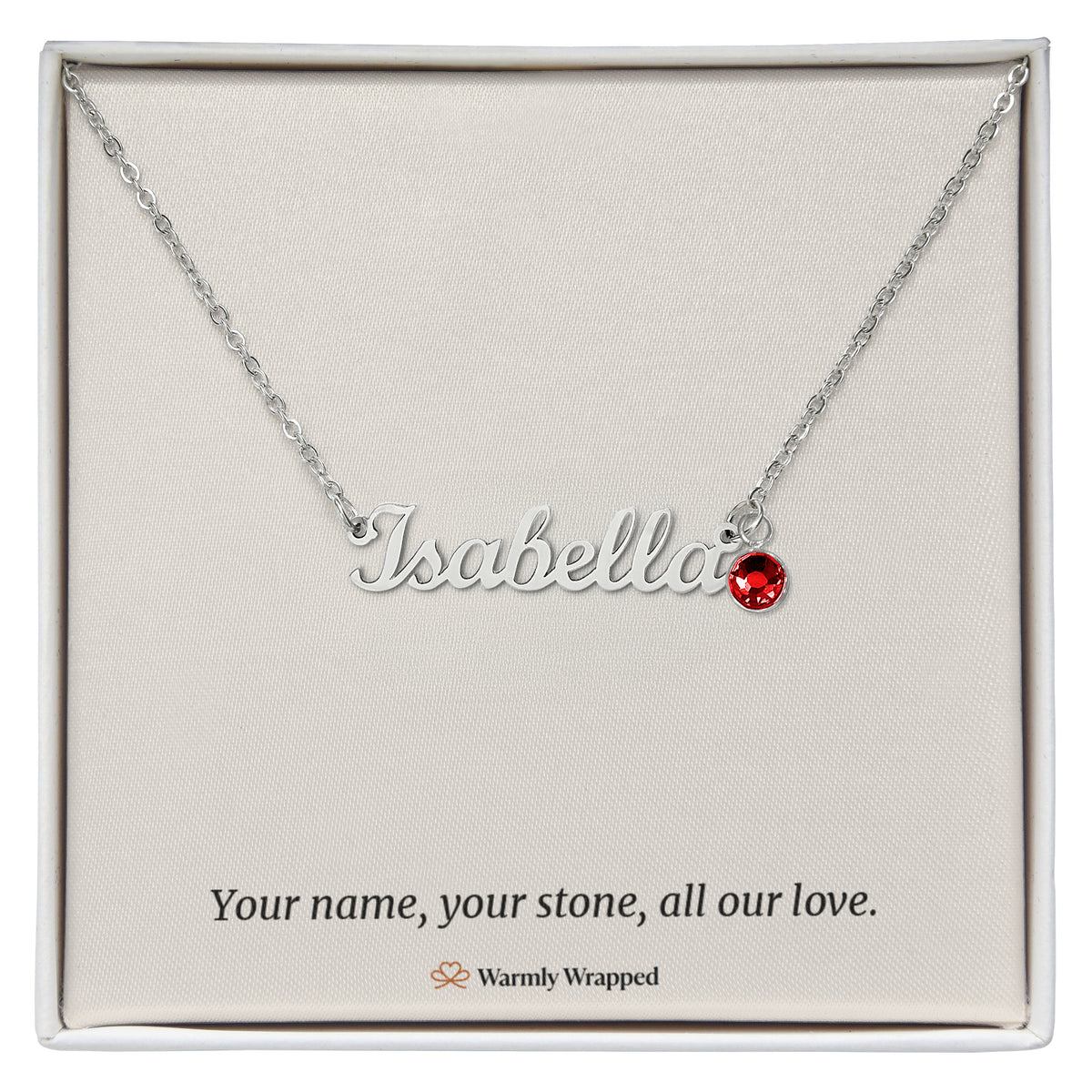 Name Necklace with Her Birthstone