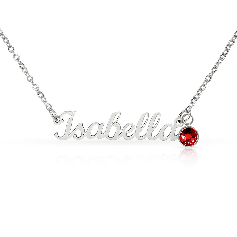Name Necklace with Her Birthstone