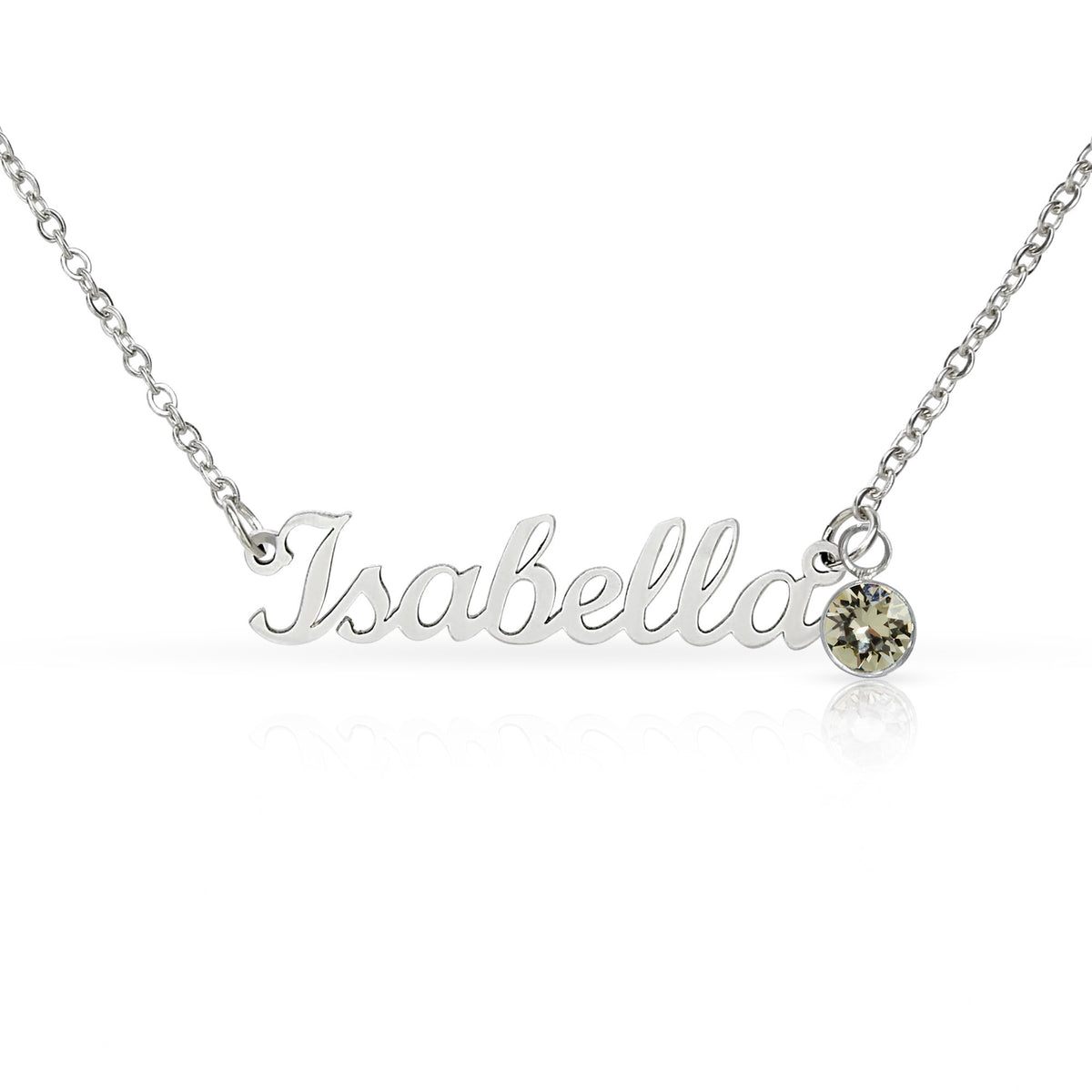 Name Necklace with Her Birthstone