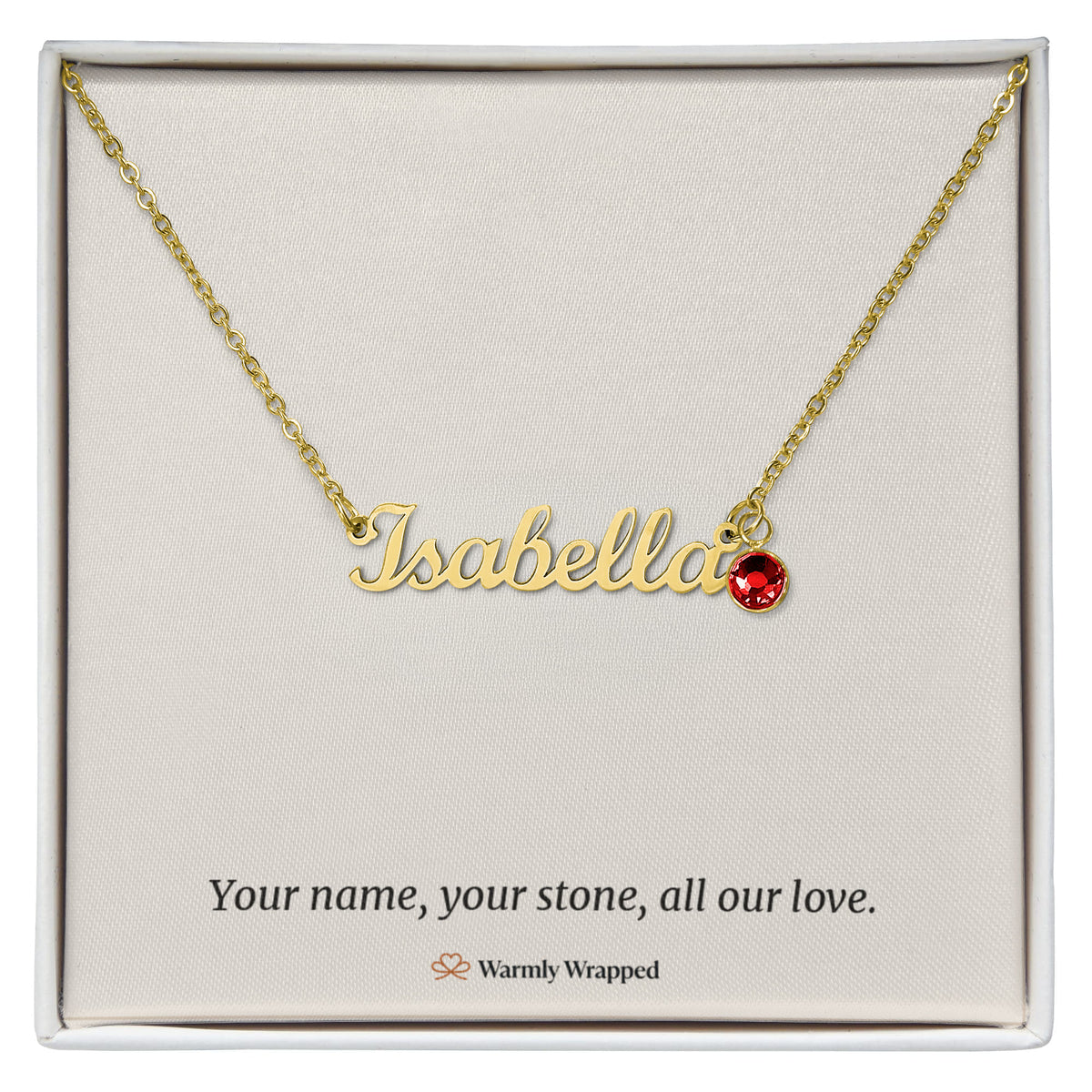 Name Necklace with Her Birthstone