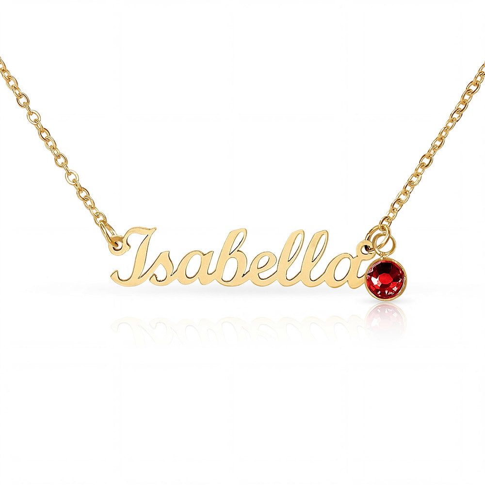 Name Necklace with Her Birthstone