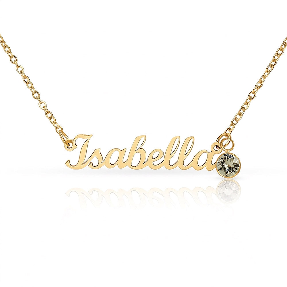 Name Necklace with Her Birthstone
