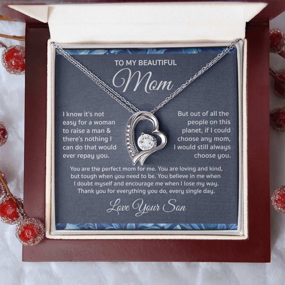 To My Mom From Son "I know it's not.." Mom's Love Necklace