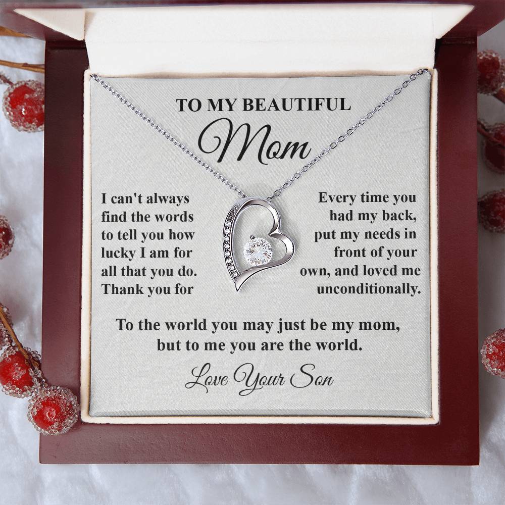 Mom's Tribute From Son Forever Love Necklace