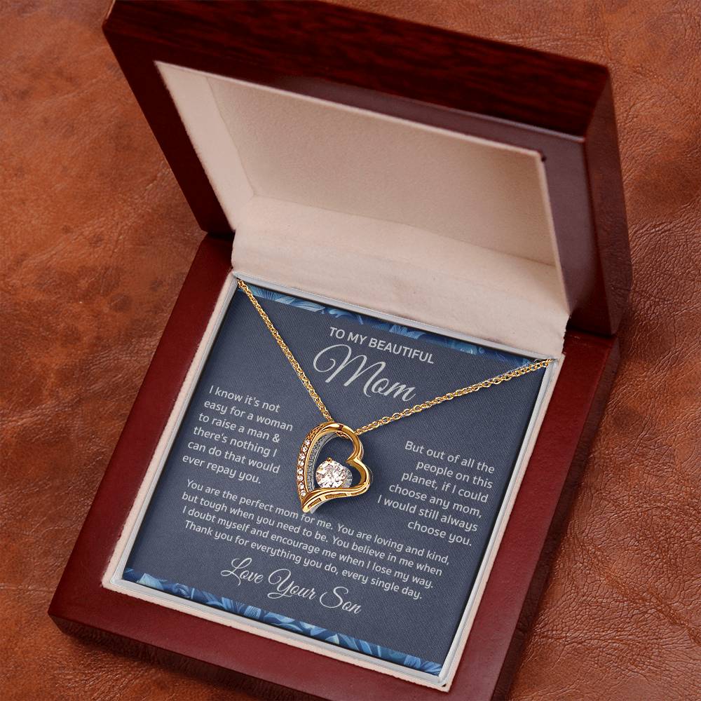 To My Mom From Son "I know it's not.." Mom's Love Necklace