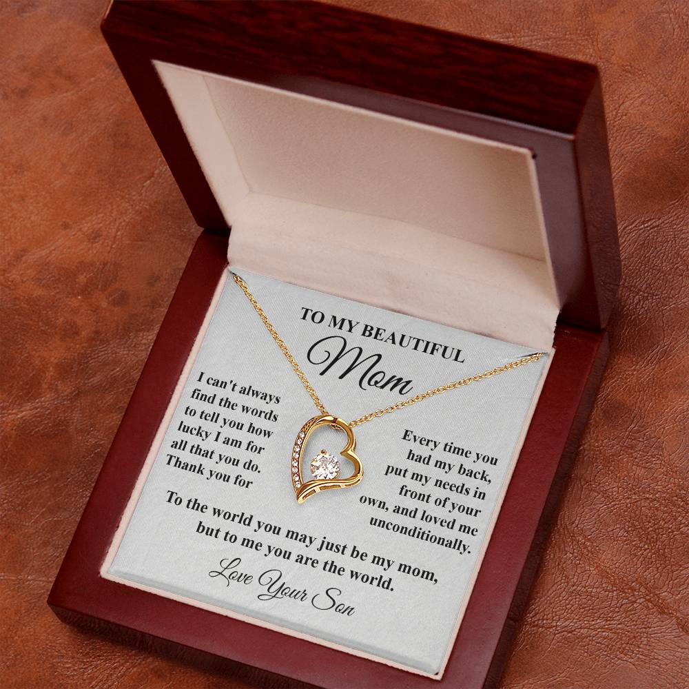 Mom's Tribute From Son Forever Love Necklace