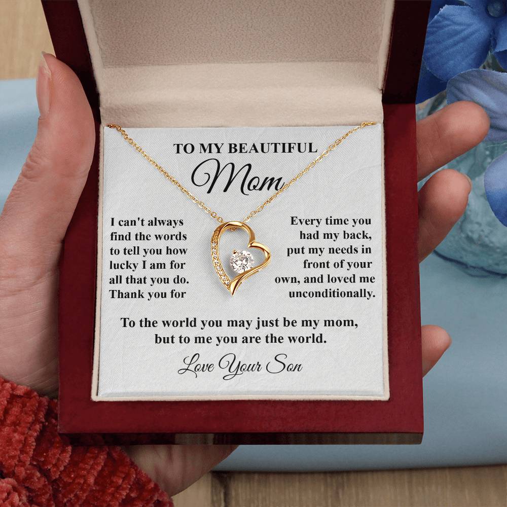 Mom's Tribute From Son Forever Love Necklace