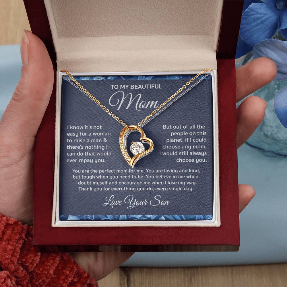 To My Mom From Son "I know it's not.." Mom's Love Necklace