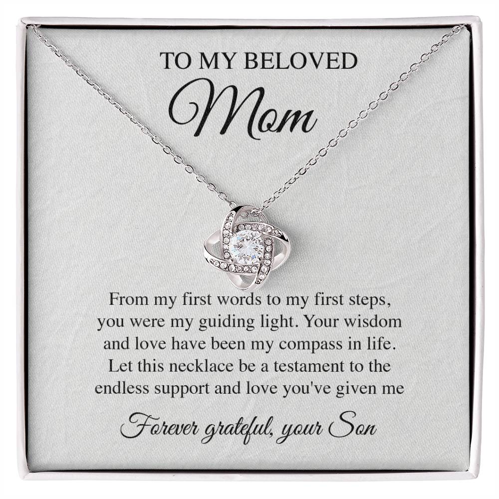 Mom's Step Through Life Crest Necklace Card Son