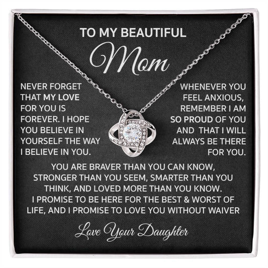 Mom's Love Forever Crest Necklace Card Daughter