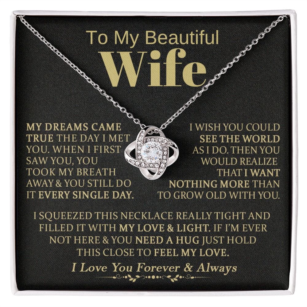 To My Beautiful Wife - Love Knot Necklace