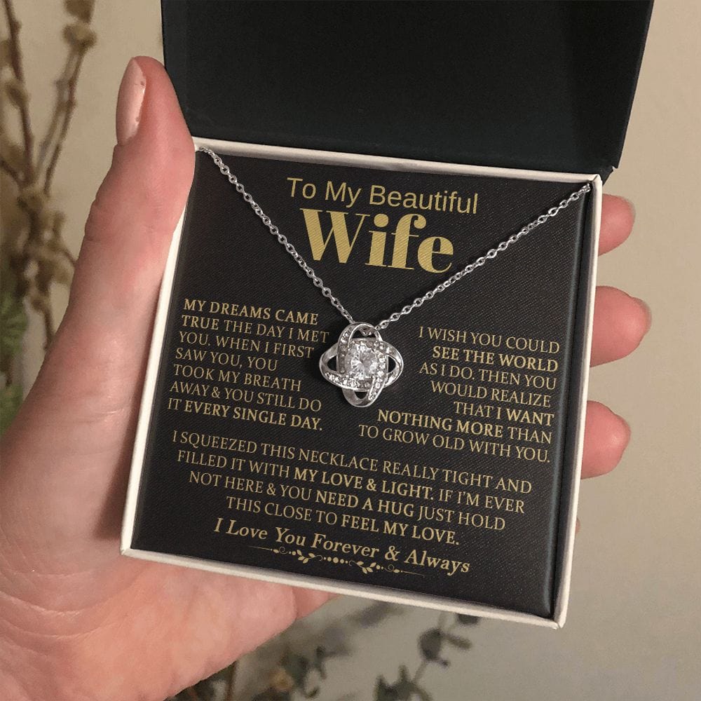 To My Beautiful Wife - Love Knot Necklace