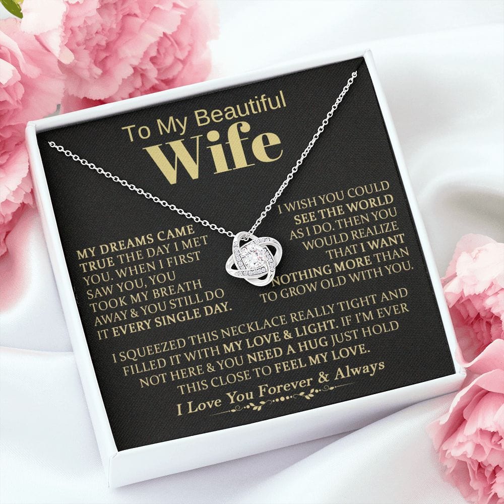 To My Beautiful Wife - Love Knot Necklace