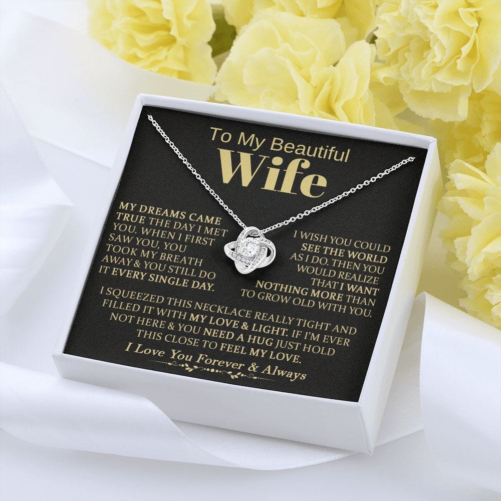 To My Beautiful Wife - Love Knot Necklace