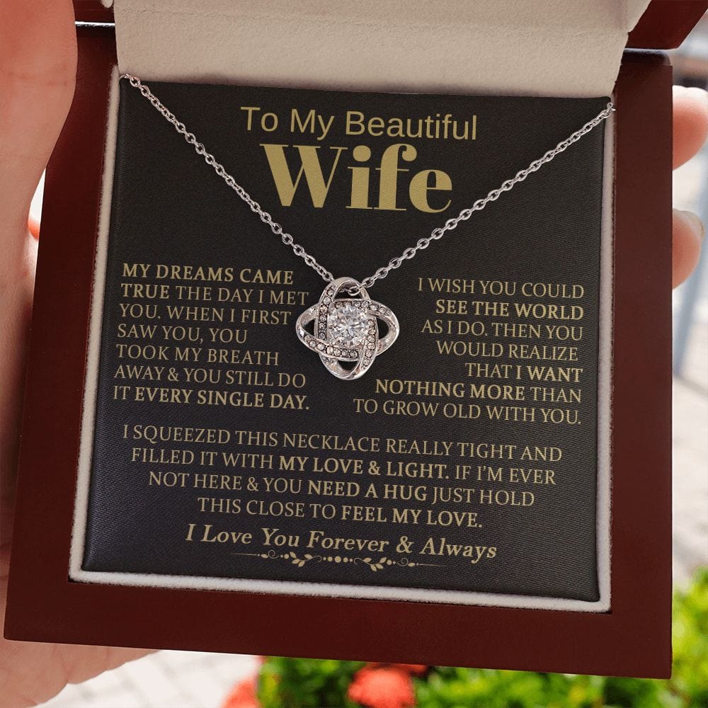 To My Beautiful Wife - Love Knot Necklace