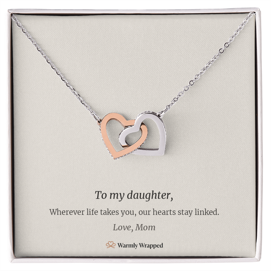 To My Daughter Linked Hearts Necklace