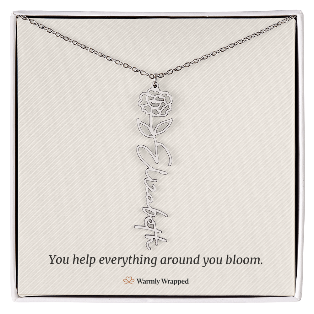 Birth Flower Name Necklace