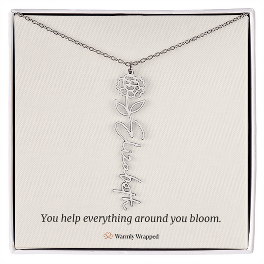 Birth Flower Name Necklace