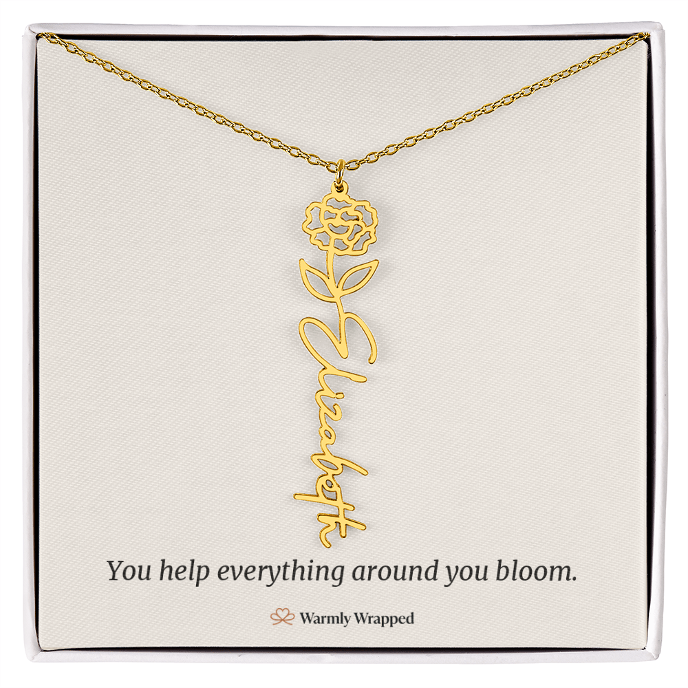 Birth Flower Name Necklace