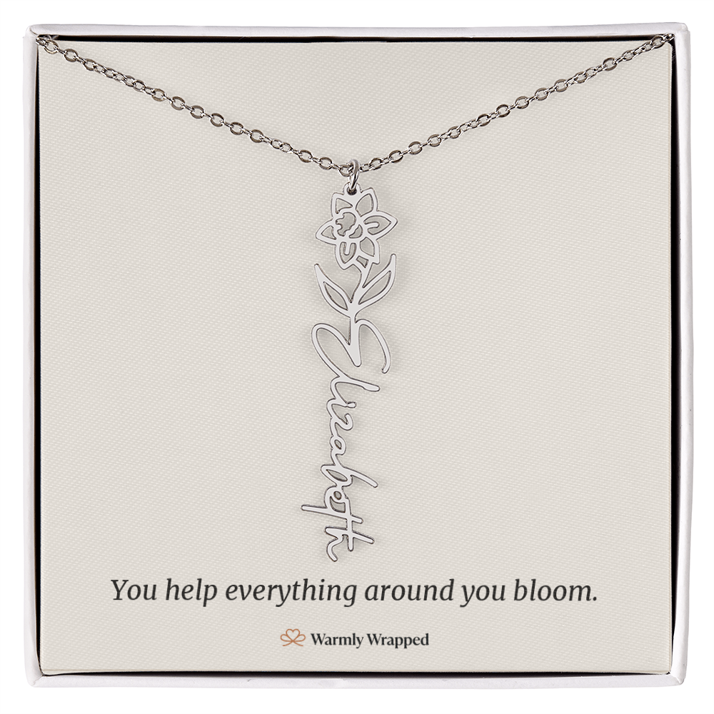 Birth Flower Name Necklace