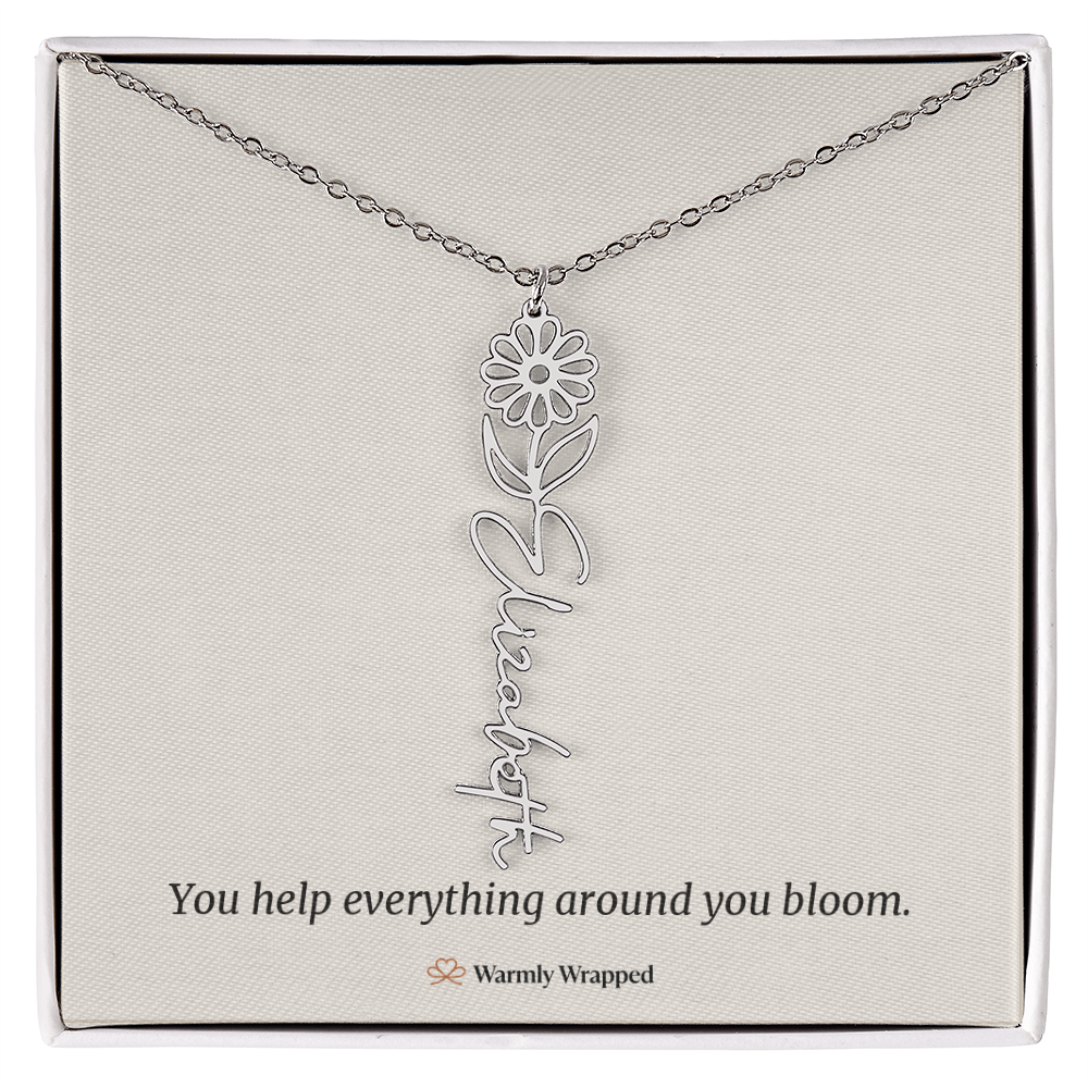 Birth Flower Name Necklace
