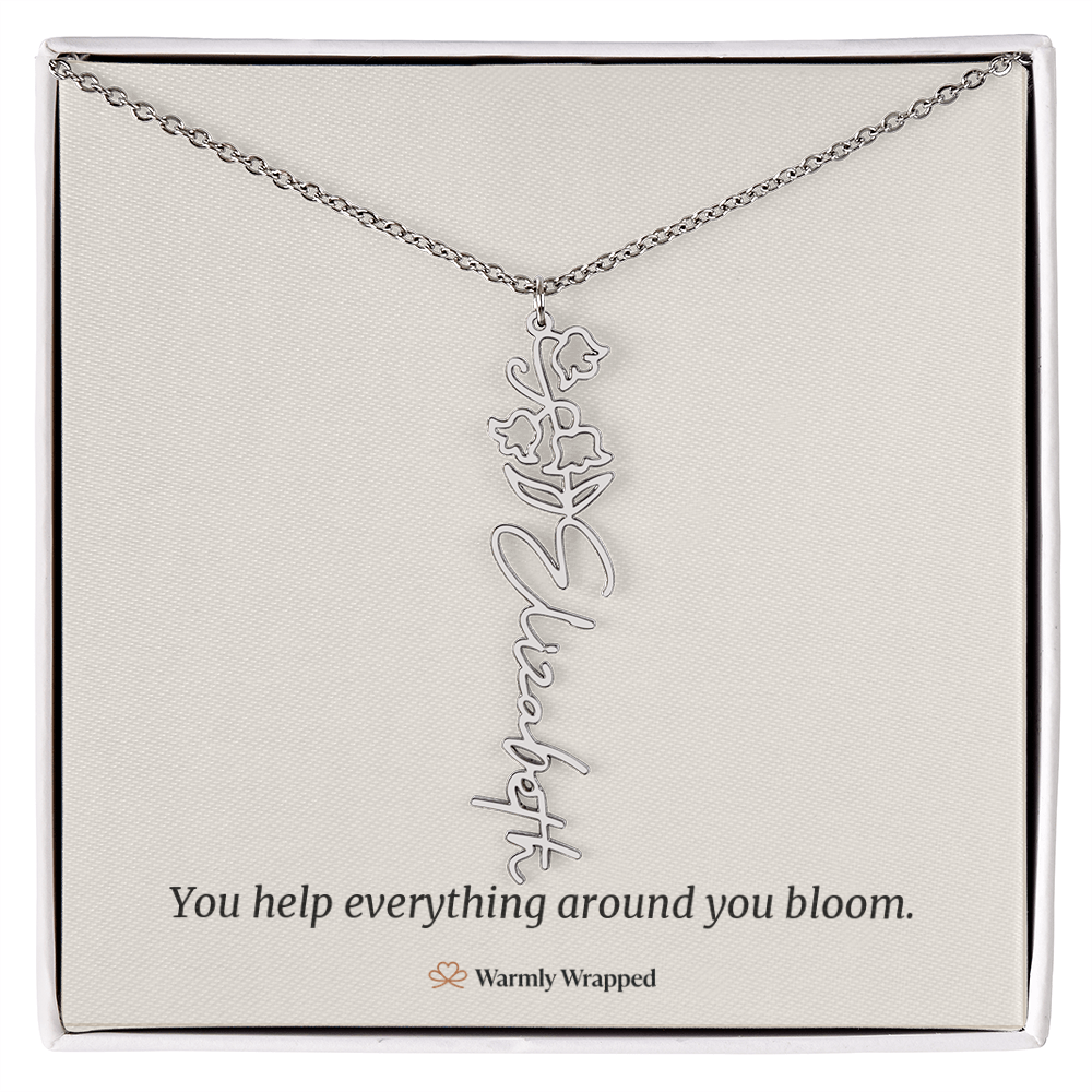 Birth Flower Name Necklace