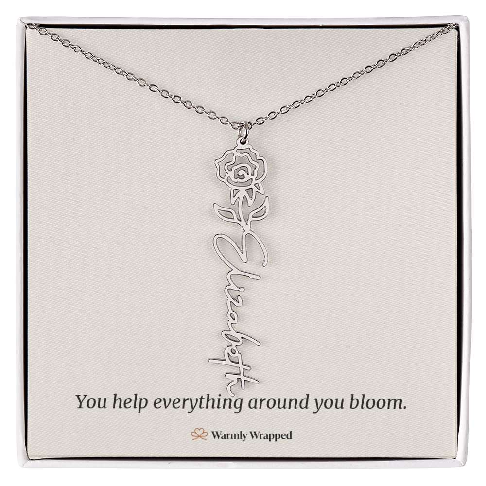 Birth Flower Name Necklace