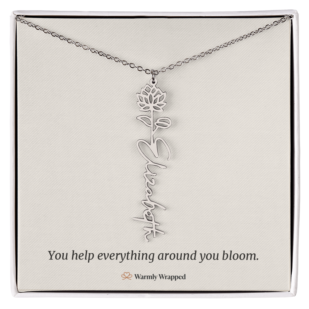 Birth Flower Name Necklace