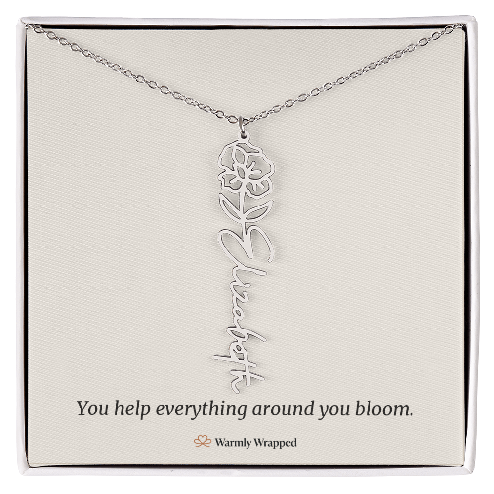 Birth Flower Name Necklace