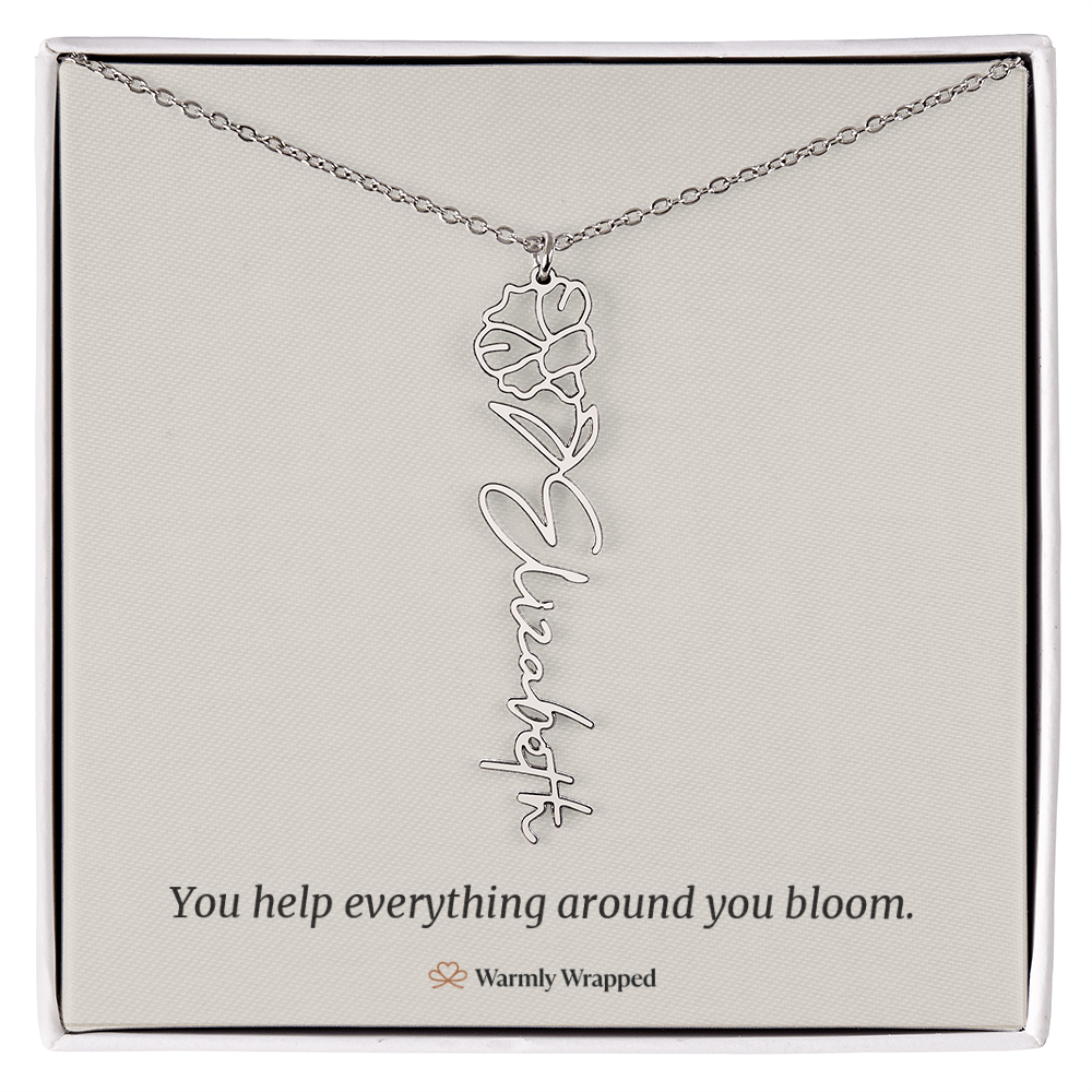 Birth Flower Name Necklace