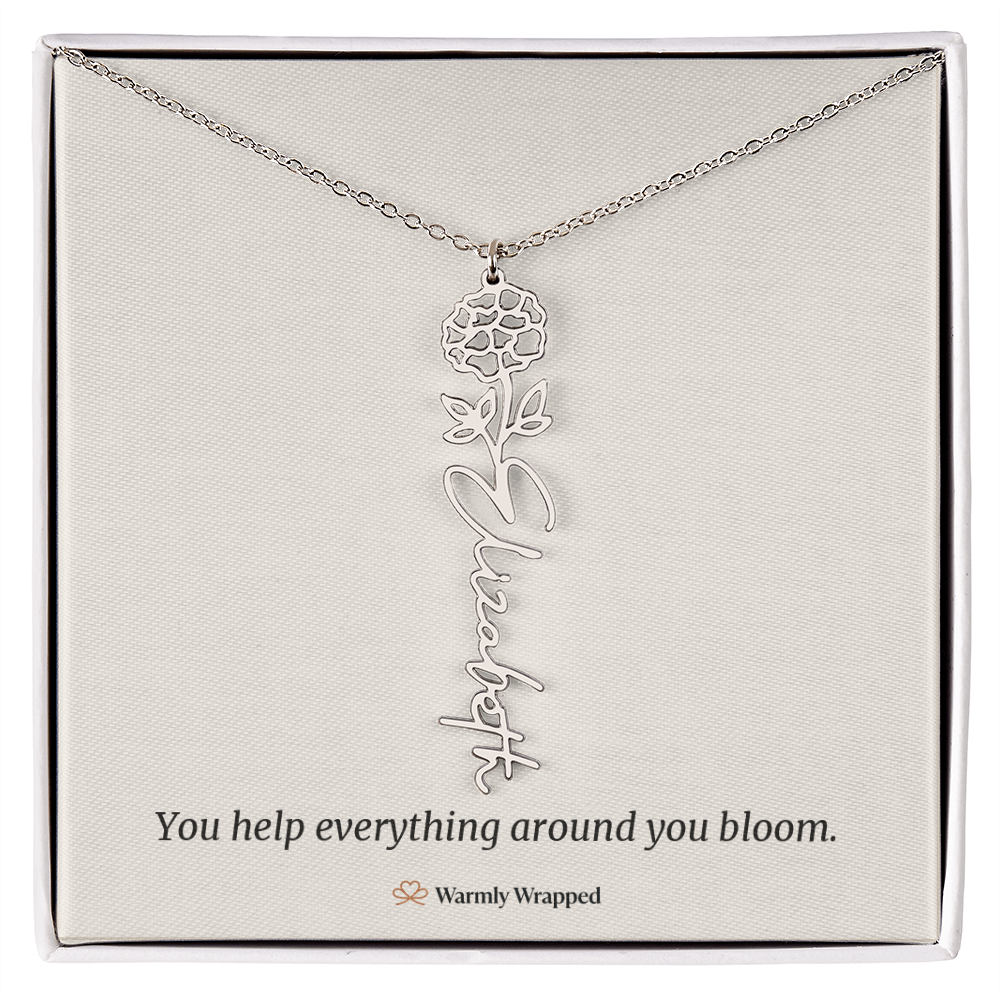 Birth Flower Name Necklace