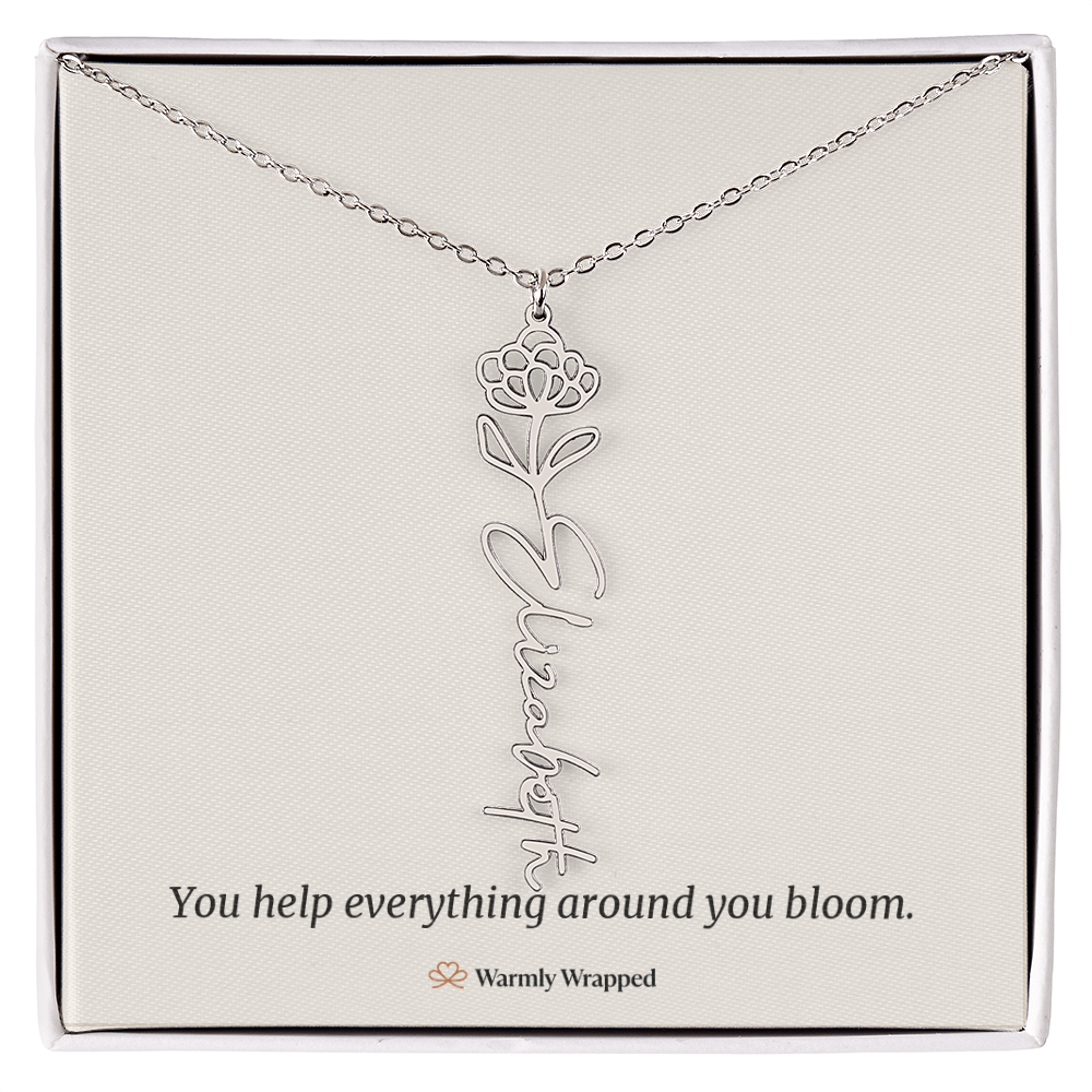 Birth Flower Name Necklace