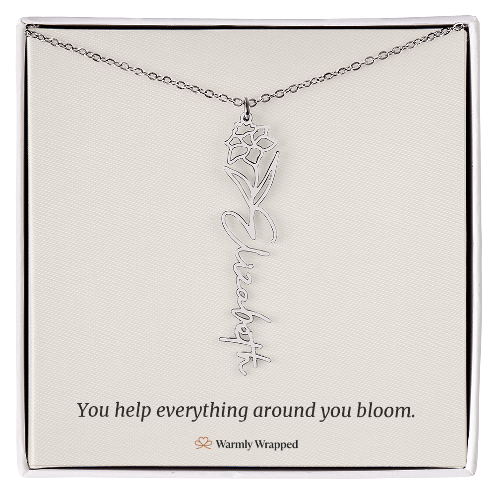 Birth Flower Name Necklace