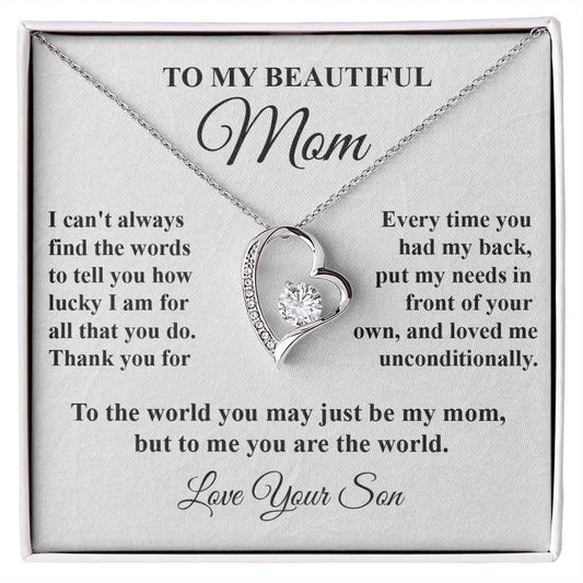 Mom's Tribute From Son Forever Love Necklace