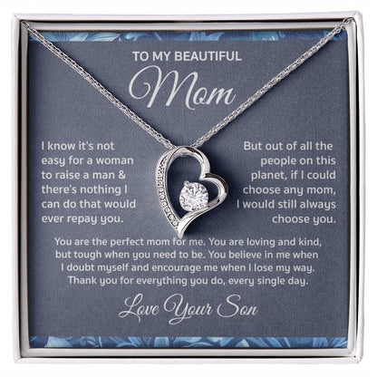 To My Mom From Son "I know it's not.." Mom's Love Necklace