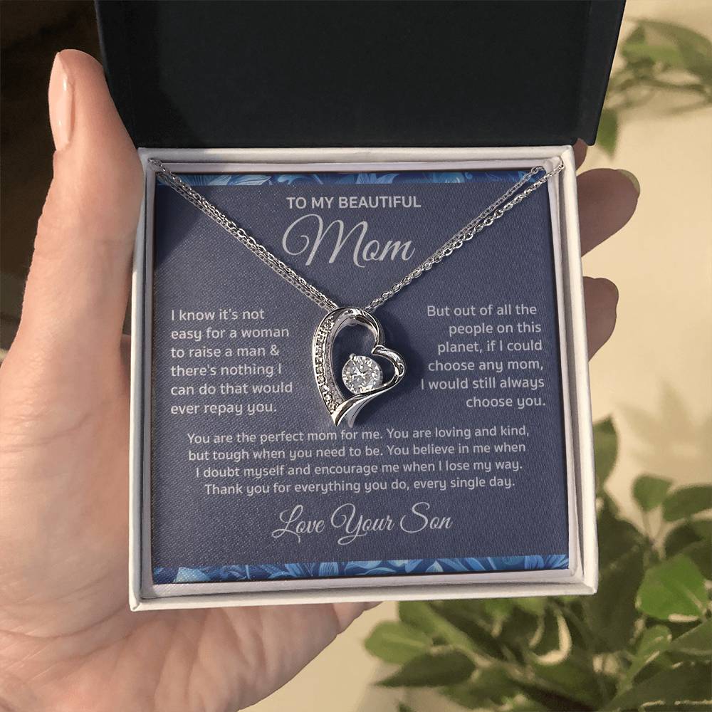 To My Mom From Son "I know it's not.." Mom's Love Necklace