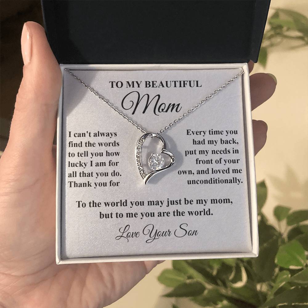 Mom's Tribute From Son Forever Love Necklace