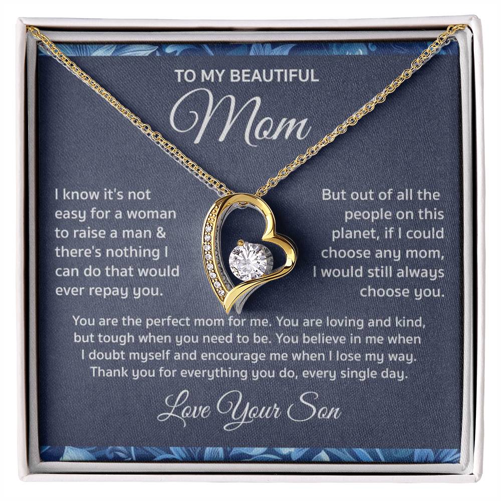 To My Mom From Son "I know it's not.." Mom's Love Necklace