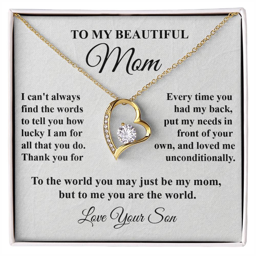 Mom's Tribute From Son Forever Love Necklace