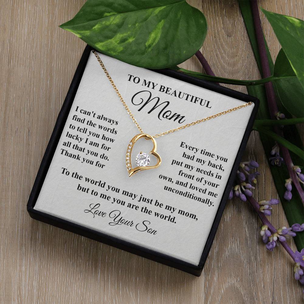 Mom's Tribute From Son Forever Love Necklace