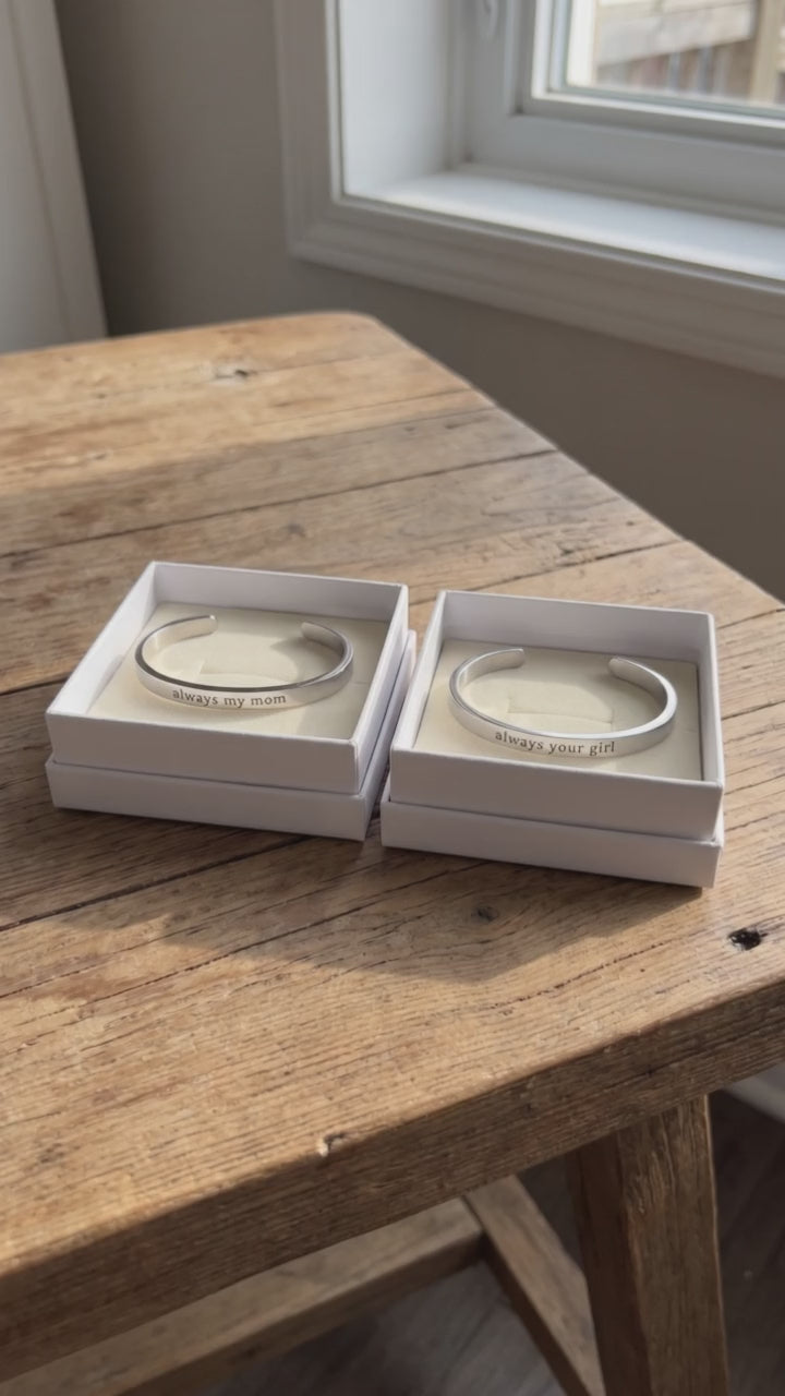 Mother & Daughter Cuff Set, in its open gift box