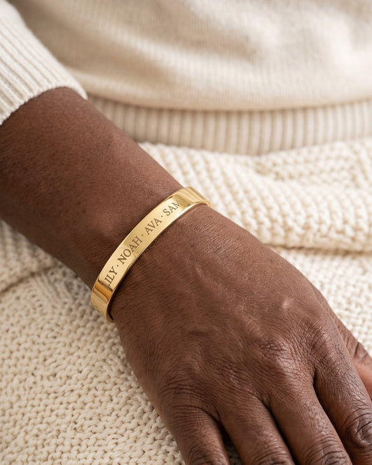 Grandma cuff bracelet, worn on her wrist
